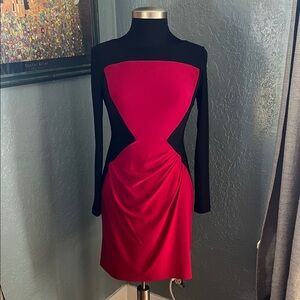 Lauren Elegant Red and Black Women's Dress Size 4P